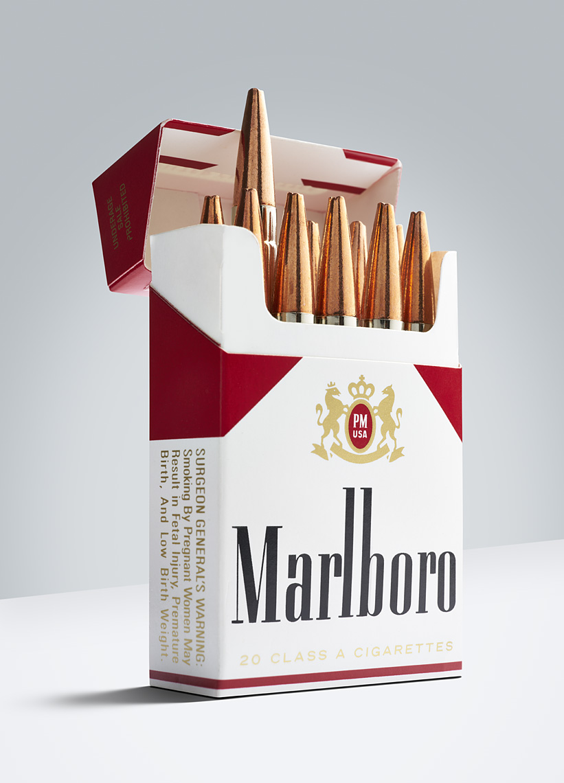 Marlboro Cigarettes and Bullets Still Life